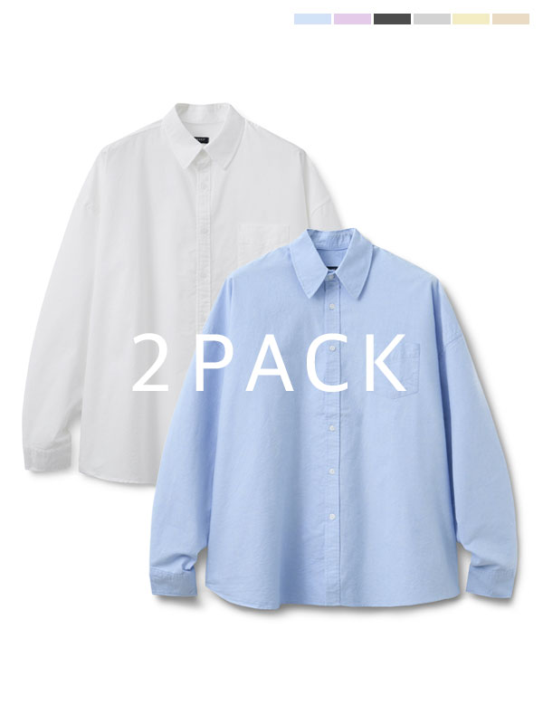 [5월3일 예약배송][Package] 솔리드 옥스포드  오버 셔츠( 2 PACK )_15 Color